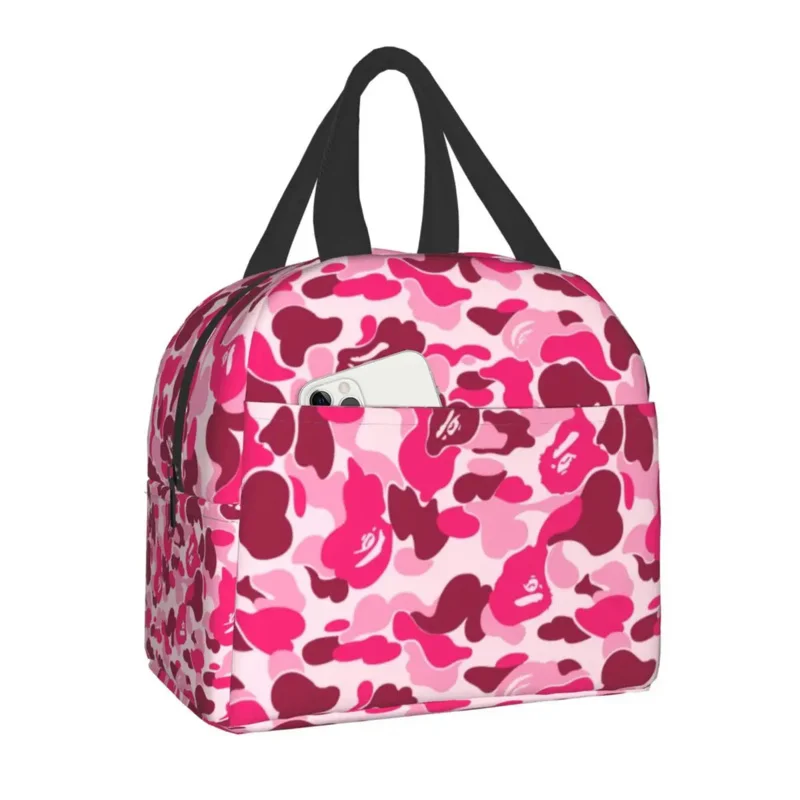 

Luxury Pink Camo Camouflage Thermal Insulated Lunch Bags Women Portable Lunch Tote for School Office Outdoor Storage Food Box