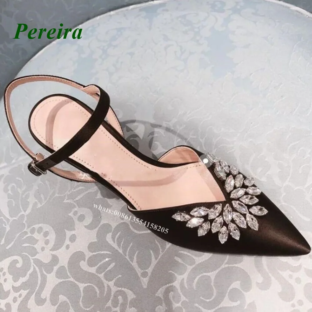 

Rhinestone Pointed Ankle Strap Pumps 2022 Buckle Strap Kitten Heel Women Pumps Newborn Bling Slingback Party Shoes Summer Sexy