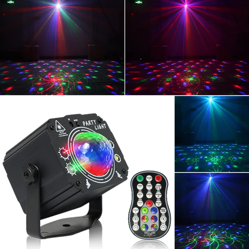 

2IN1 DJ Disco Laser Magic Ball Stage Light RGB LED Remote Control Strobe Sound Activated for Club Birthday Party Halloween Bar