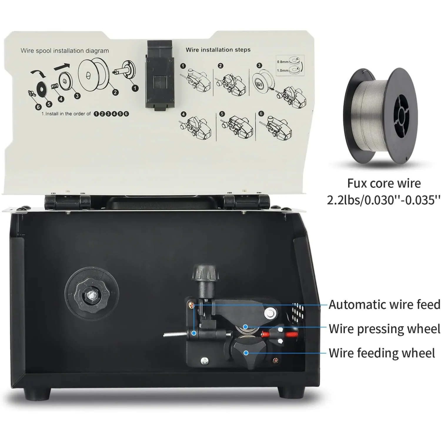 MIG Welder,Flux Core Welder Machine 110V 130Amp, Gasless MIG Welding Machine IGBT Inverter Welder Portable Wire Feed Welder 5