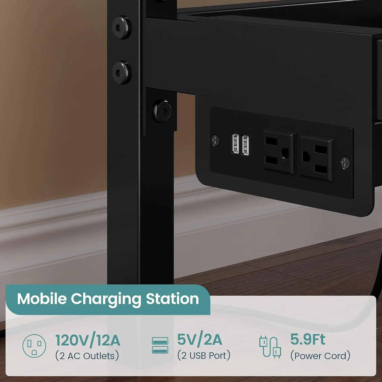 Twin Daybed with Storage Drawers, Corner Bed Frame with LED Lights and Charging Station