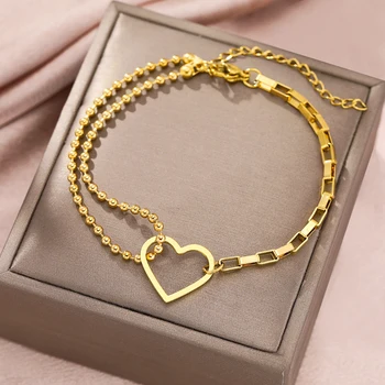 Stainless Steel Bracelets Exquisite Elegant Heart Pendant Chain Light Luxury Romantic Bracelet For Women Jewelry Best Friend New