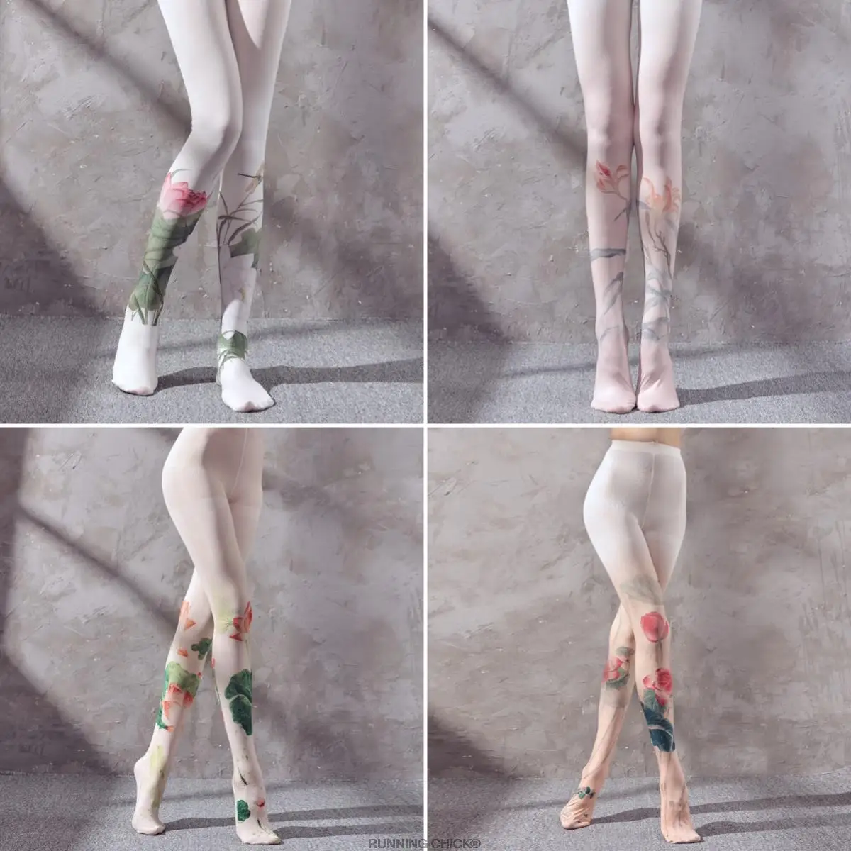 

Vintage Chinese Style Lotus Pattern Printed Pantyhose Women's Socks Collection