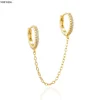 YUXINTOME 1 PC 925 en argent Sterling aiguille d'oreille coloré Zircon chaîne gland boucles d'oreilles pour les femmes deux trous boucle d'oreille bijoux A45
