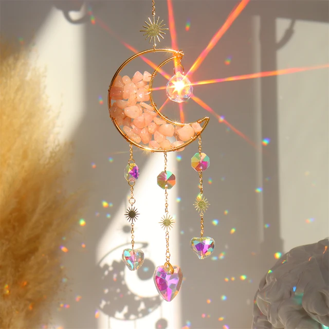 Napsütő Hold Kristály Prizma Ólomüveg Golyó Szivárványkészítő Otthoni Ablak Kerti Dekoráció Világos Fogó Karácsonyi Ajándék - Image 6