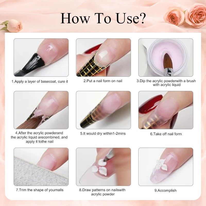 18g/box Acrylic Powder Red Pofessional White Nude Acrylic Nail French Manicure Powder for Nail Extension Acrylic Nail System 5