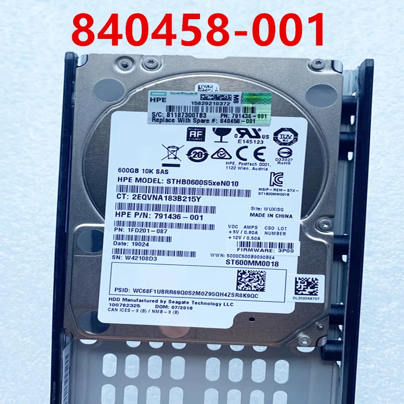 95% 새 원본 하드 디스크, HP 600GB 2.5 &64MB SAS 10000RPM, 840458-001 791436-001 용