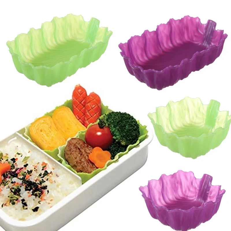 Bento Cup Square Veggie Cup Lettuce 4 Pieces Muffins Cupcakes Liners Baking Sheet Silicone Leaf Shape for Bento Dessert Bento Cup Square Veggie Cup Lettuce 4 Pieces Muffins Cupcakes Liners Baking Sheet Silicone Leaf Shape for Bento Dessert