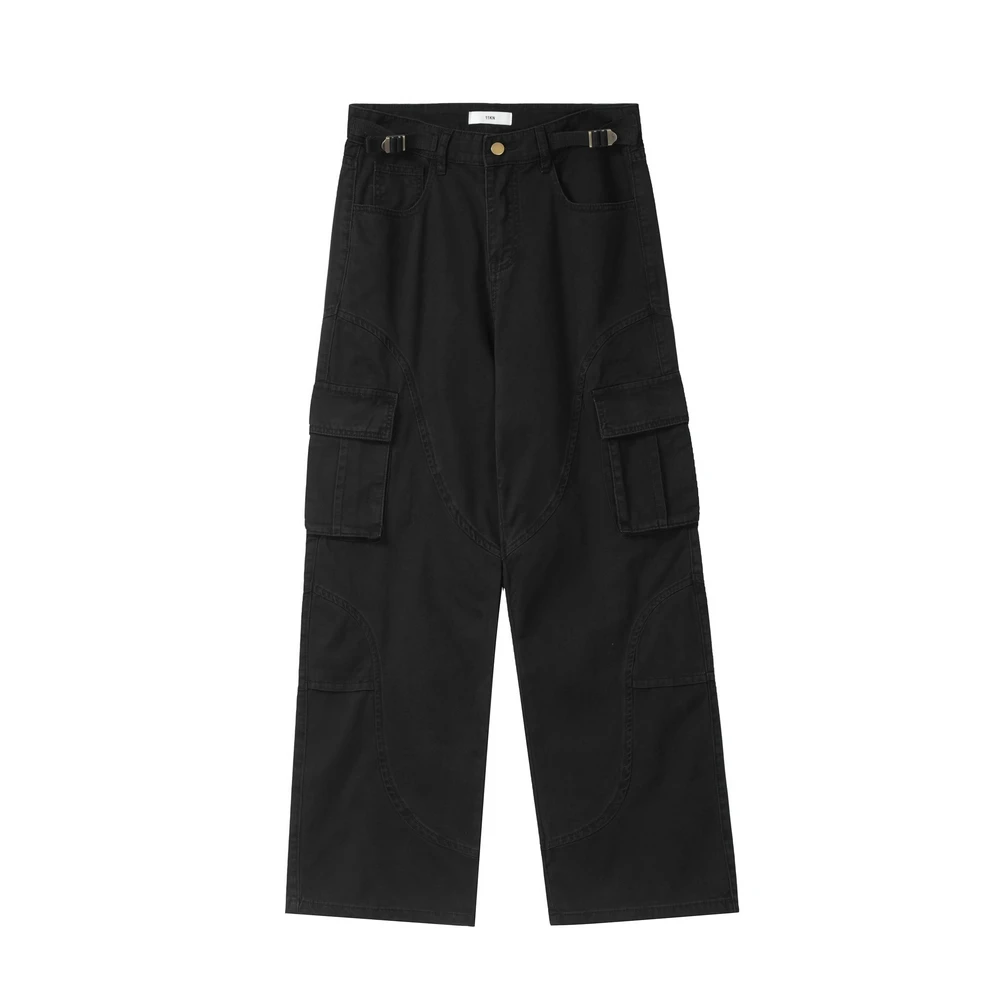 Wide Leg Men Cargo Pants Fashion Trousers Sweatpants Multi-pocket Casual Designer Special Sewing Streetwear