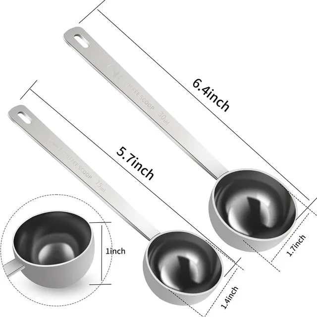 1Pc Rozsdamentes Acél Kávéfőző 15 Ml 30 Mérő Kanál Hosszú Kezelt Fémmérés Kávé Tea Szerszámok Kiegészítők - Image 6