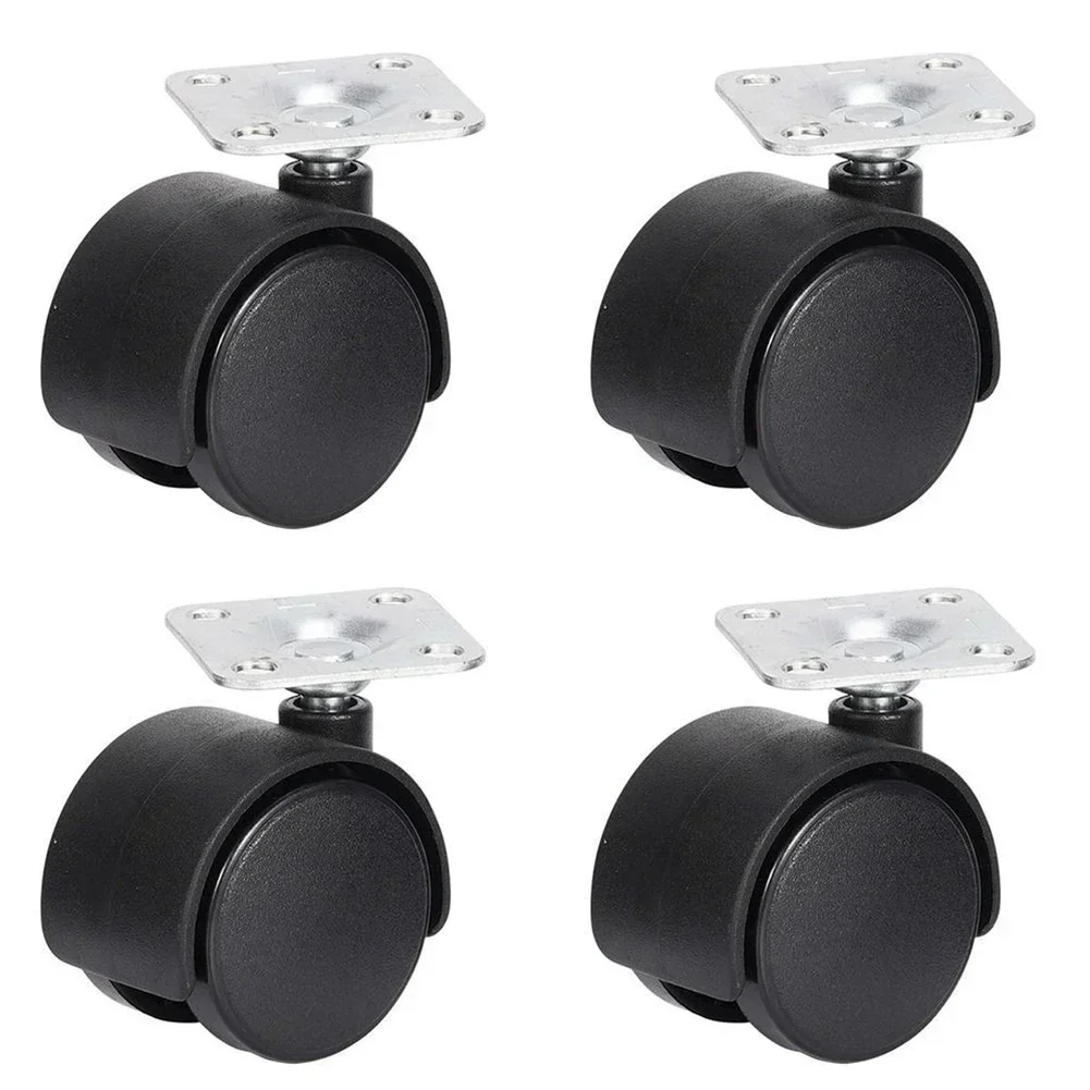 4pcs Chair Wheel Furniture Caster 40mm Plate Swivel Wheels Replace Hardware Trolley Silent Brake Protection Chair Table Roller