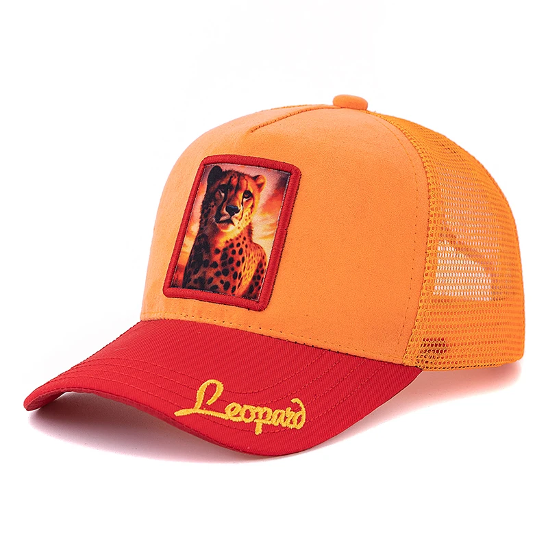 New Unisex Mesh Trucker Hat Leopard Pattern Patch Design Suede Hat Summer Baseball Cap Streetwear Cap For Men Women ﻿