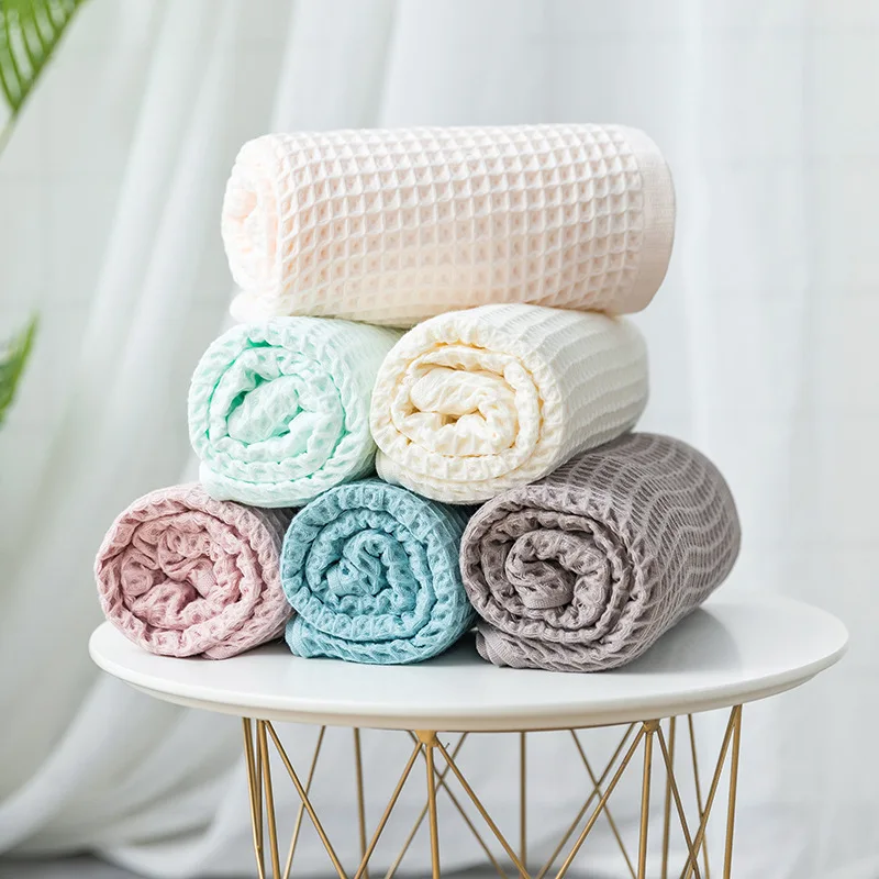 Solid color waffle towels