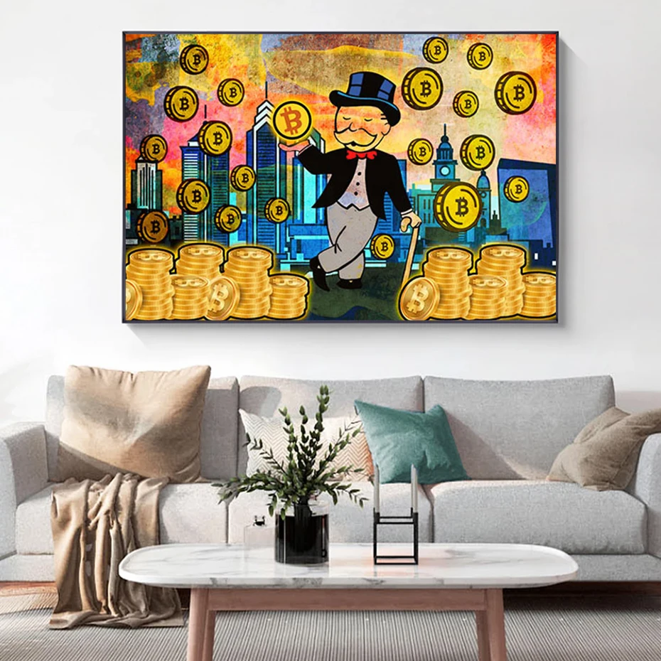 Alec Bitcoin Graffiti Monopoly Millionaire Money Art Canvas Print
