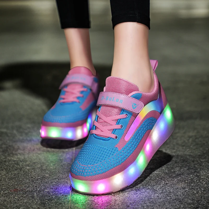 Roller Sneakers For Children Boys Girls 2022 Summer Sports Toy Games Fashion Kids Casual Shoes Lighted 2 Wheels Led Boots