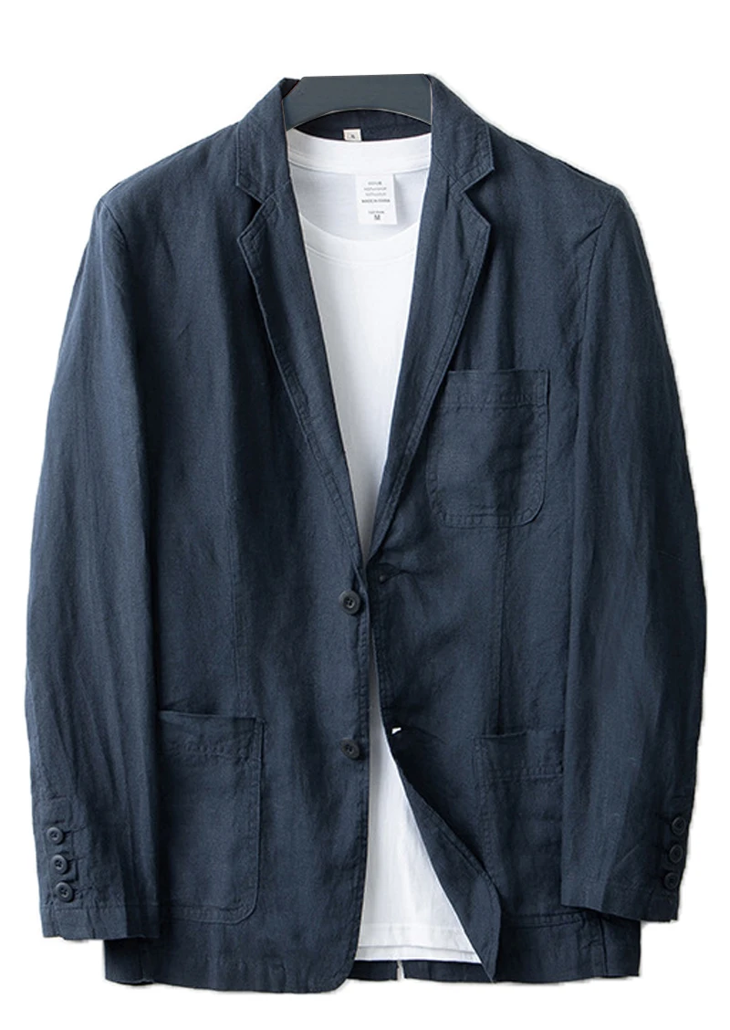 Summer Linen Casual Breathable Suit Men Lightweight Breathable Half-Lining Slim Suit Jacket