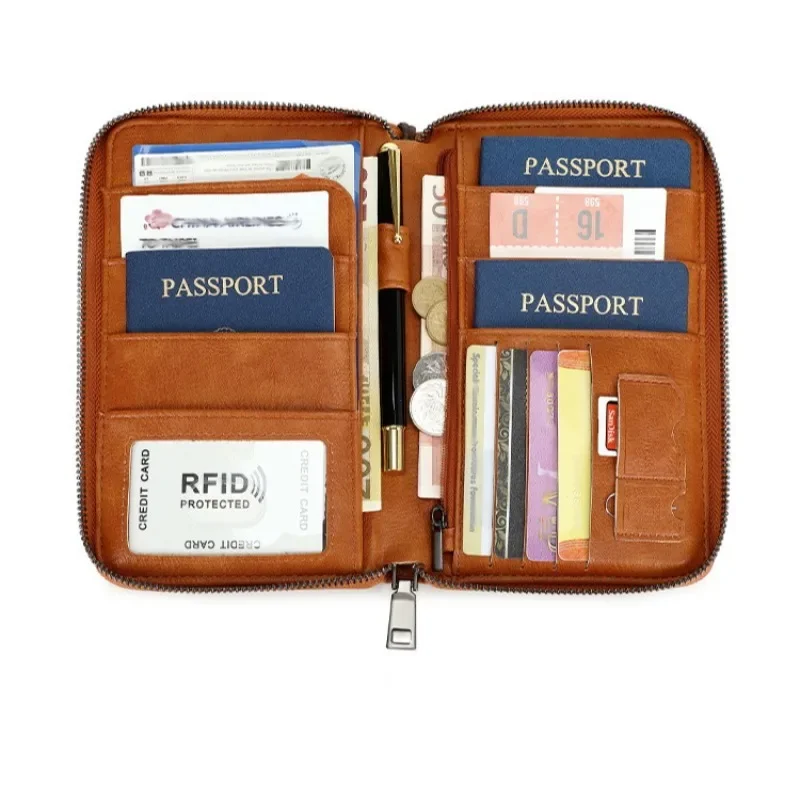 Multi-Function RFID Blocking Passport Wallet Zip-Up Protective Case For Travel Documents And Finances New Arrival Cross-Border