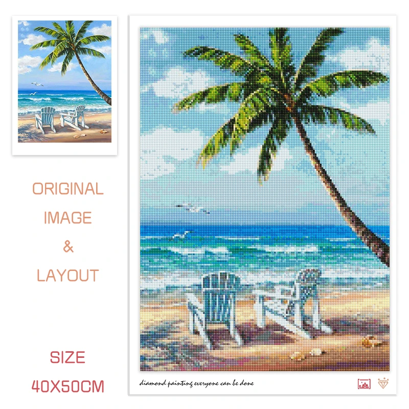 Diamond Painting Seaside Art 5D DIY Diamond Embroidery Mosaic Sunset Full Square Round Drill Landscape Home Decorations Gift diamond painting
