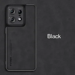 Luxury Plain Leather Shockproof Protective Case - Matte Silicone Cover and Bumper for Edge 50 NEO (Black)