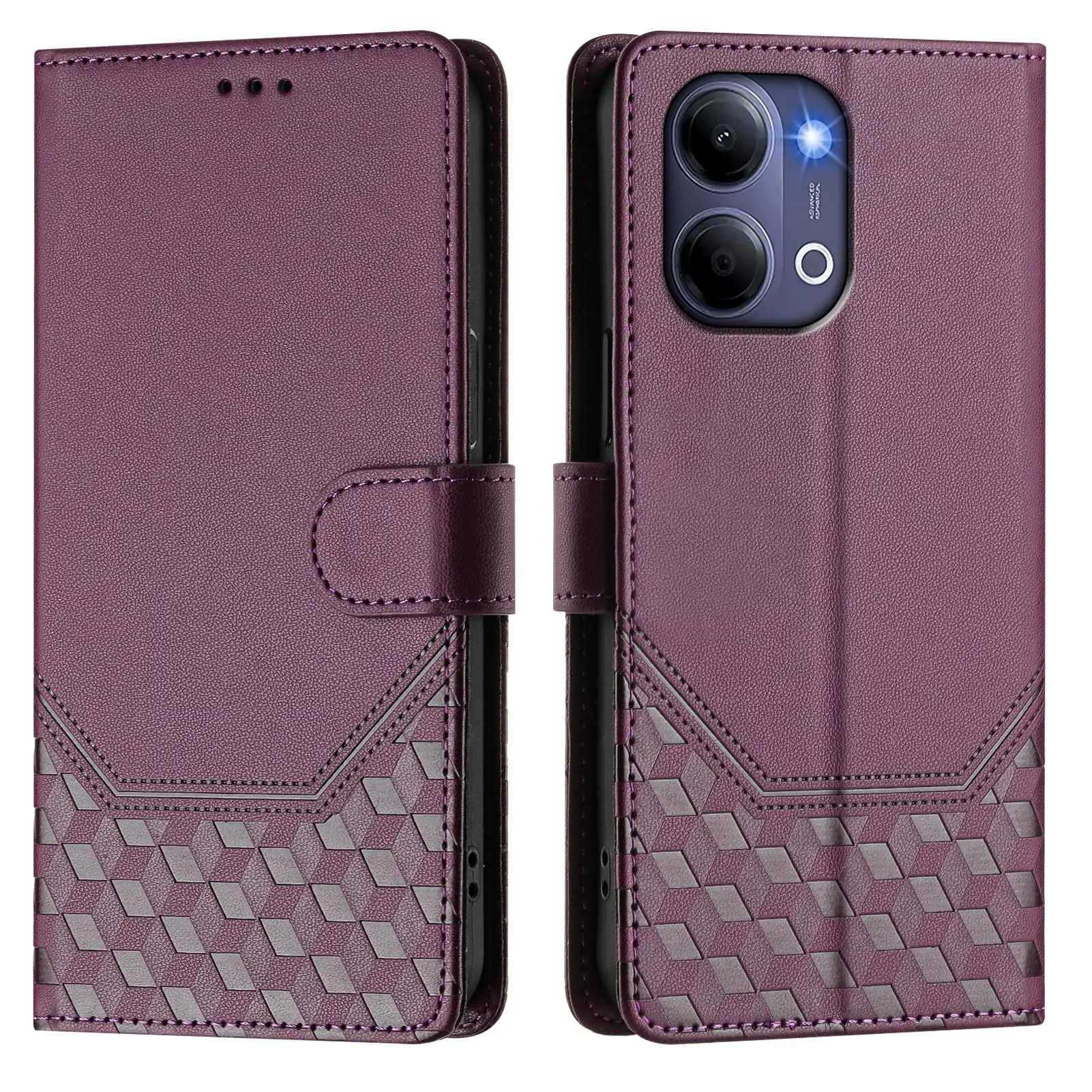 Classic Embossed Leather Flip Wallet Phone Case Cover