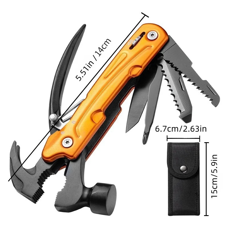 Multi-Tool Hammer, 7-in-1 Stainless Steel Multi-Tool, , Foldable Heavy Duty Multi-Tool Set with Cutter 5