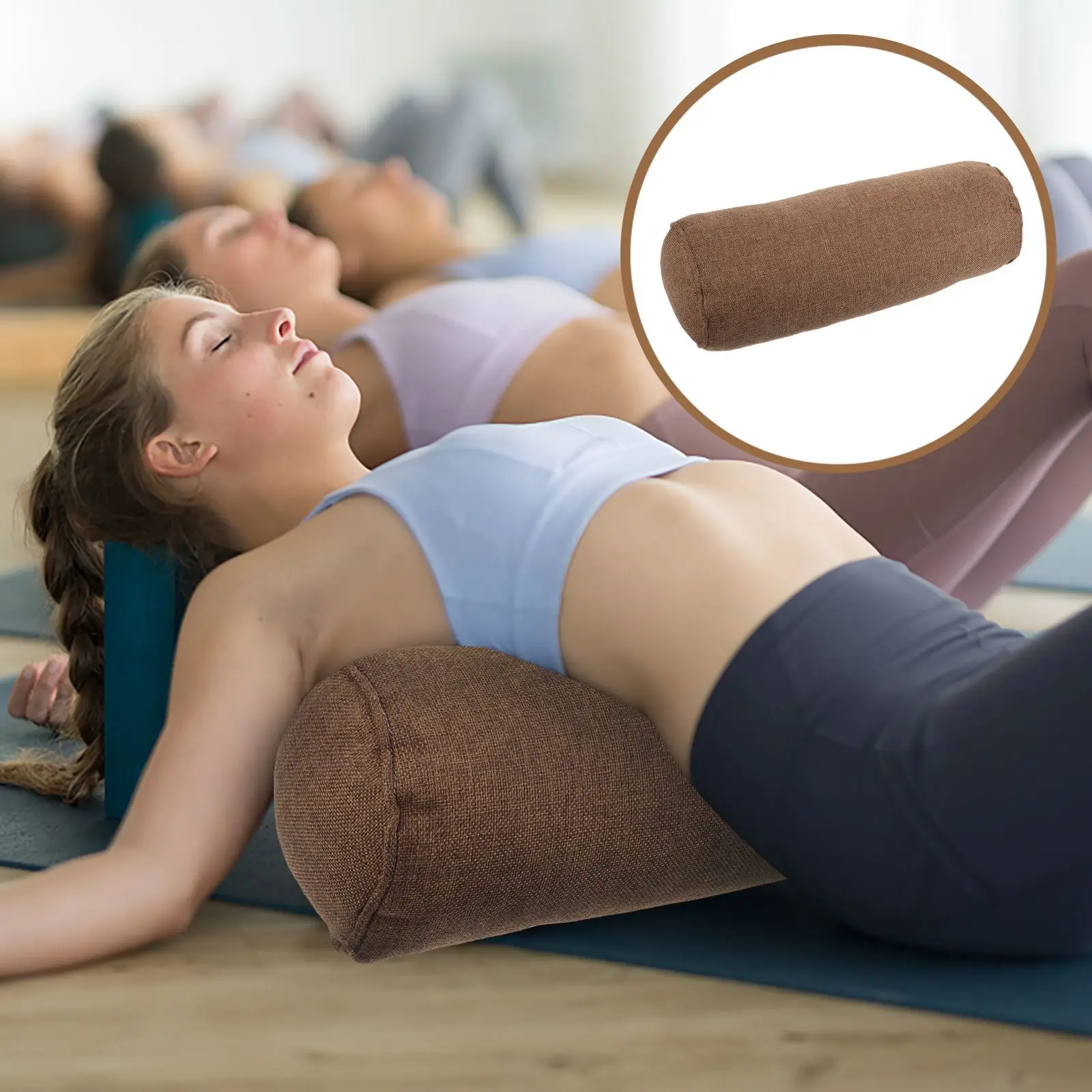 Fitness Yoga Auxiliary Cylindrical Neck Protector Throw Pillow Lumbar Pillow For Beginner Cylinder Suitable For Meditation Yoga