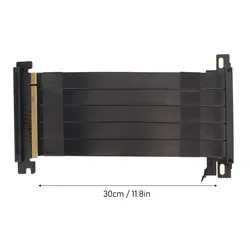 High-Speed Flexible PCIE 4.0 X16 Riser Cable - 180° Double-Sided GPU Extension (Black 30cm)