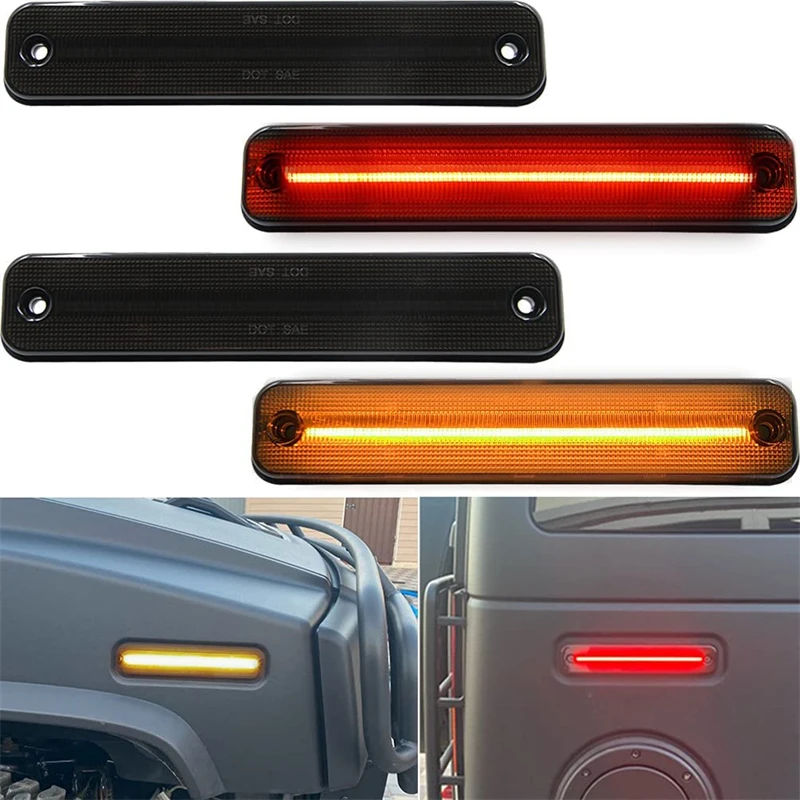 4Pcs LED Warning Strobe Light For 2003-2009 HUMMER H2 Smoked Front Rear Side Marker Lights Kit Amber Red Car Running Signal Lamp |