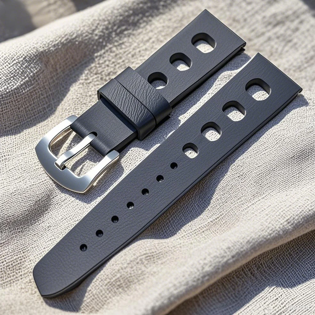 Vintage Tropical FKM Rubber Watch Strap, 20/22mm Breathable Retro Band, Quick Release Universal Bracelet