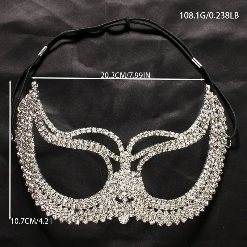 1Pc Crystal Cat Eye Mask Masquerade Party Ladies Exquisite Rhinestone Decorative Shiny Half Face Mask