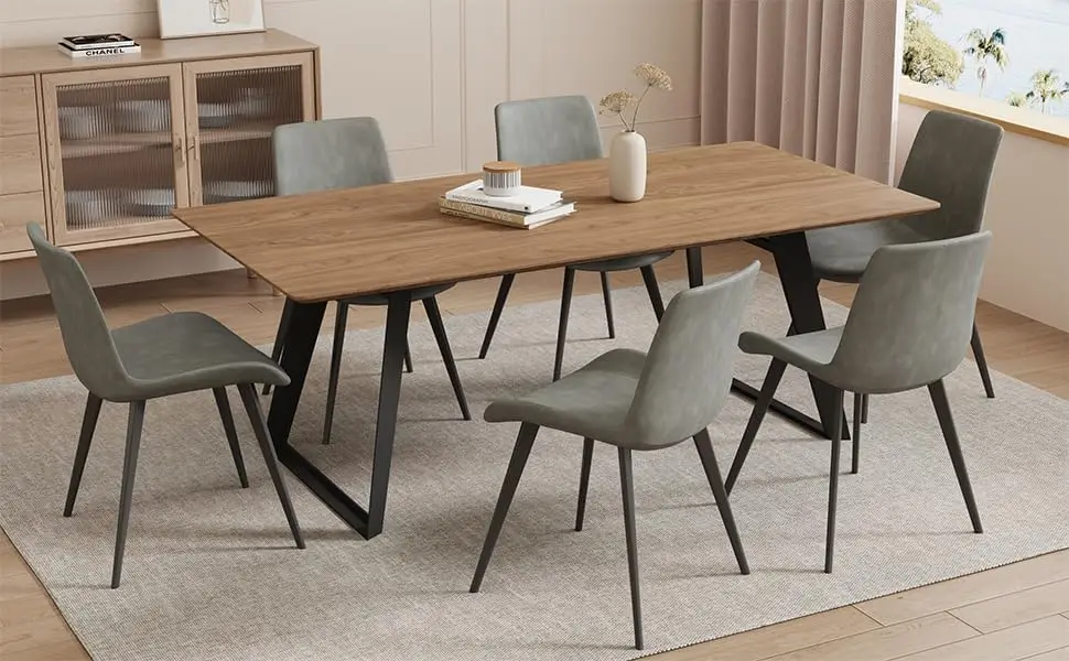 51"-67" Expandable Mid-Century Modern Dining Table Wood Extendable Table for 4-6 People Space Saving Kitchen