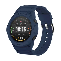 Premium Silicone Sport Band and Protective Shell for Smart Watches - Colorful Wrist Strap Accessory (Blue)