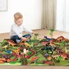 46Pcs/Set Simulation Dinosaur World Toy For Boy Jurassic Models Action Figures PVC Tyrannosaurus Head Storage Box Children Gifts 2