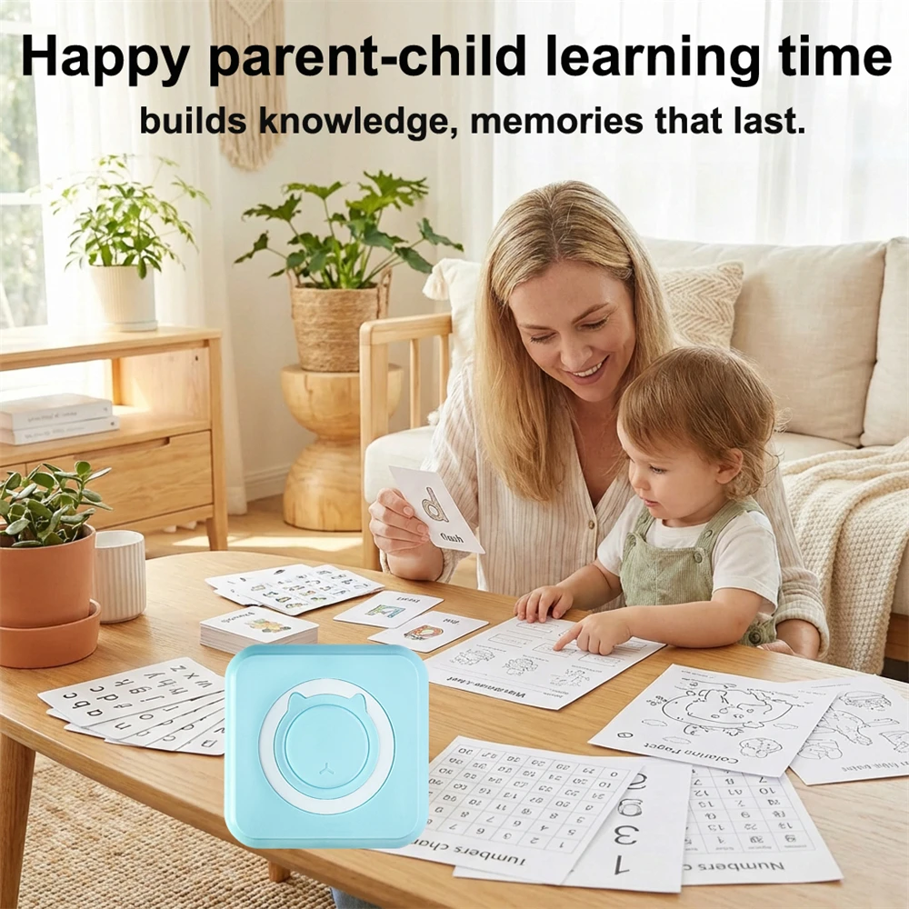 휴대용 미니 감열 프린터 무선 BT 라벨 사진 메모 프린터 (학습 노트, 오답노트, 어린이 선물용)