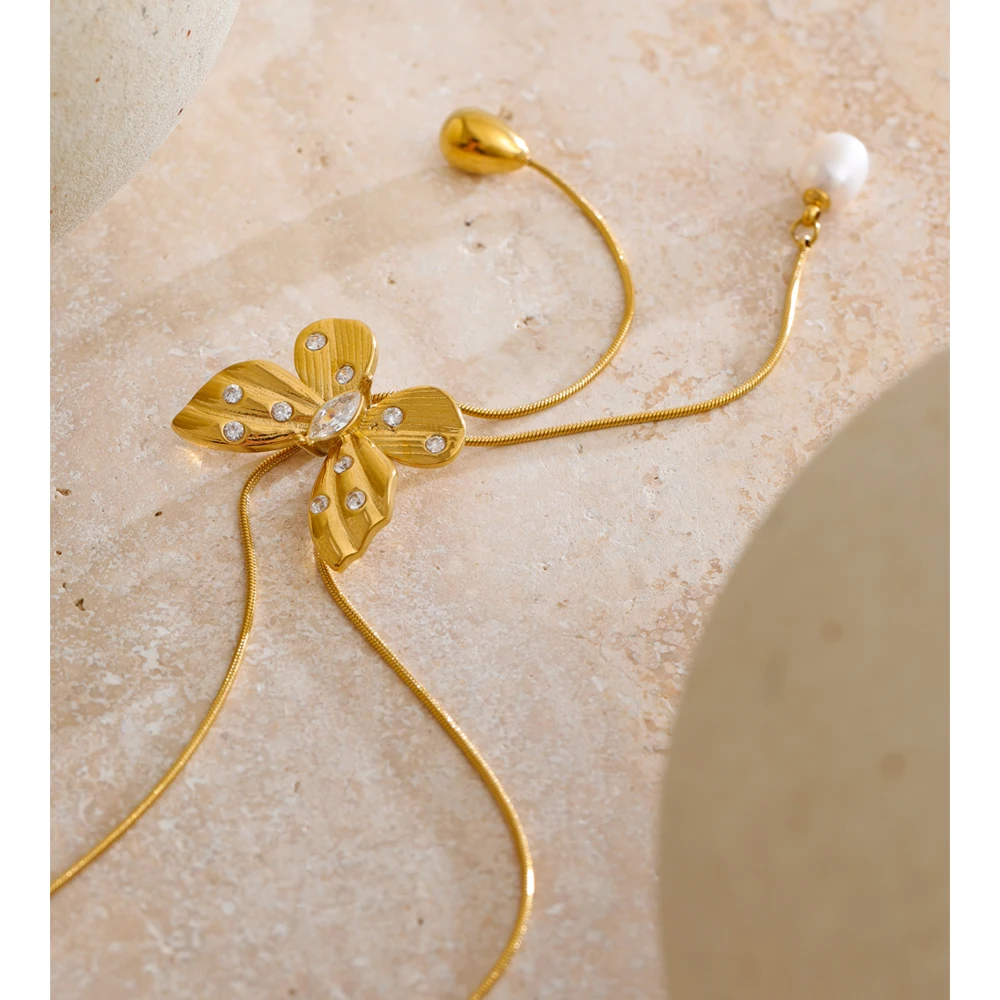 Yhpup 60cm Stainless Steel Removable Butterfly Necklace Pendant Chain