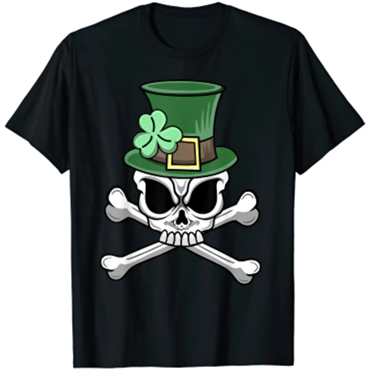 

St. Patrick's Day Skull Leprechaun Irish Skull and Bones T-Shirt Men Clothing Oversized T Shirt Cotton Four Seasons Tees