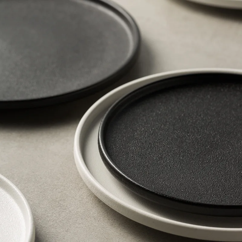 Stainless Steel Plates Flowing Sand Frosted Steak Western Food Dish for Hotel and Restaurant