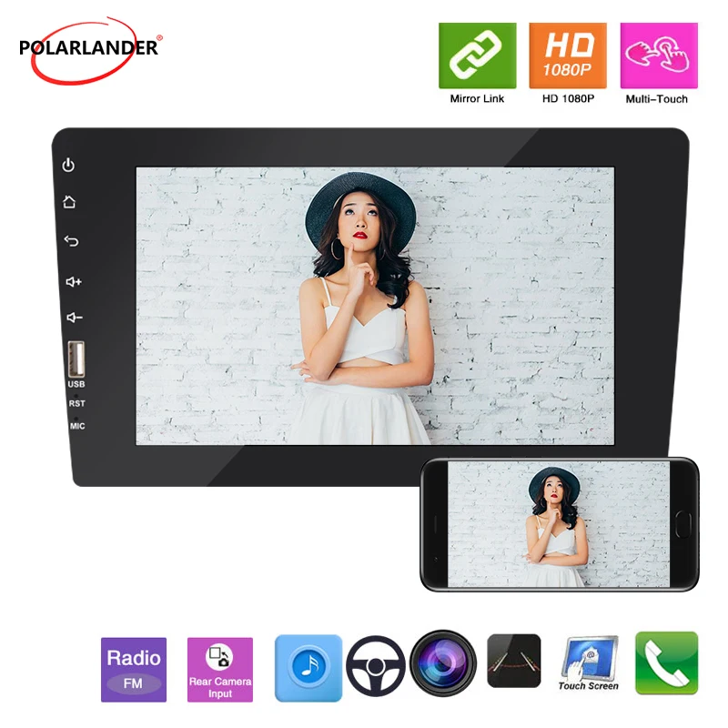 

Multimedia Player Touch Screen 8'' BT Audio RDS/AM/FM/USB/EQ/RCA/HD Car Radio 2 Din MP5 MirrorLink Built-in Carplay Android Auto
