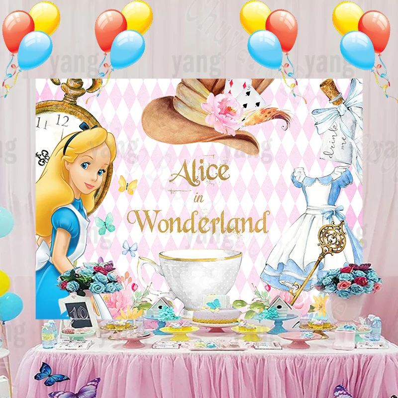 Alice in Wonderland Birthday Party Supplies Decorations Cake Topper  Balloons Favors Backdrop Banner Decor