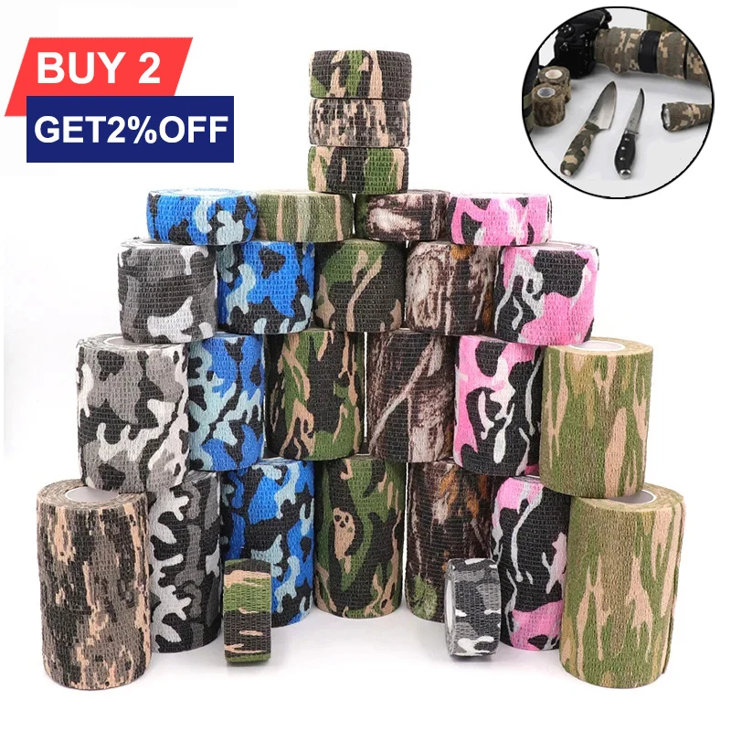 

4.8m Camouflage Elastic Wrap Tape Hunt Disguise Elastoplast Self Adhesive Sports Protector Knee Finger Ankle Athletic Bandage