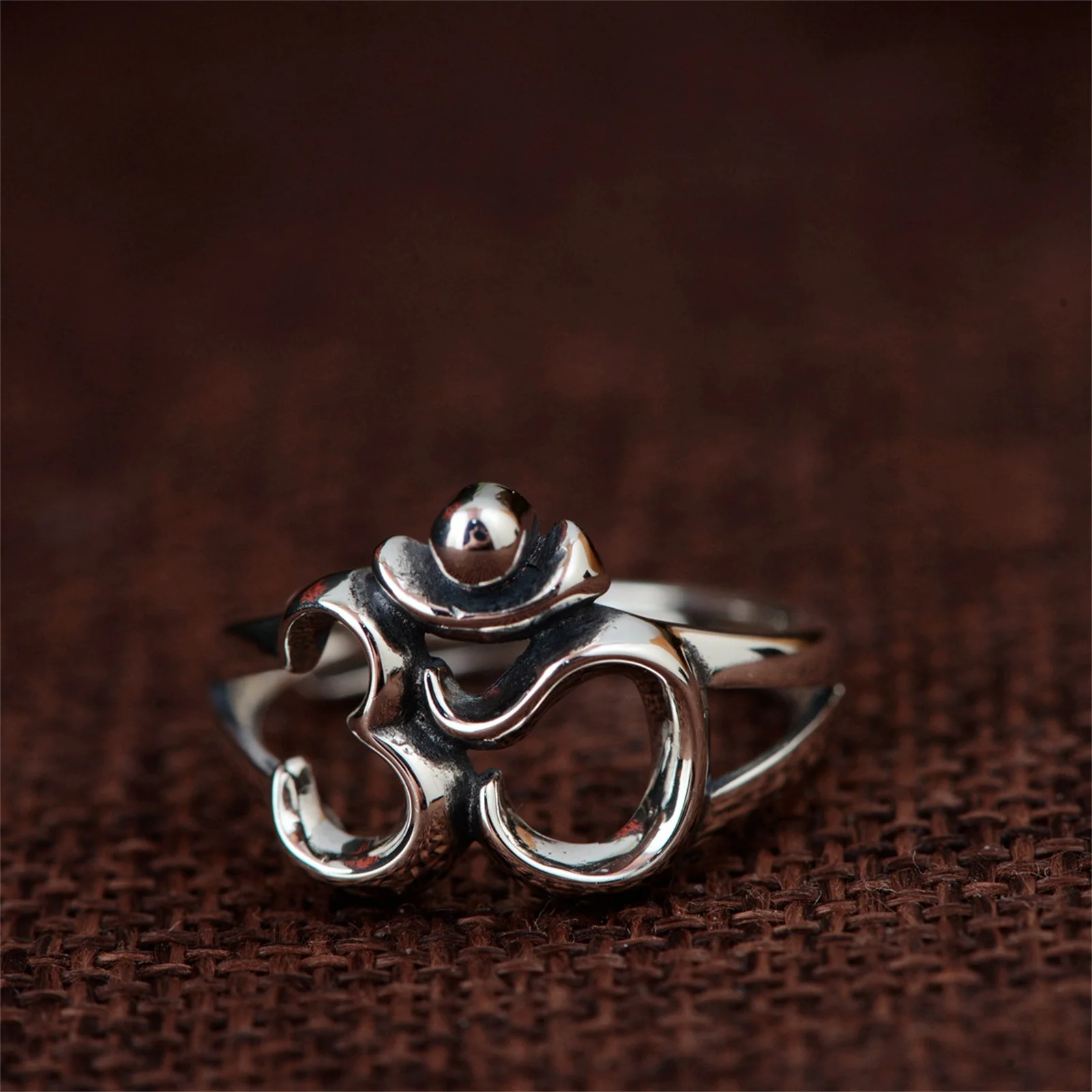 

Sterling Silver 925 Open Ring Aum OM Symbol Hinduism Buddhist Yoga Meditation Jewelry for Men Women