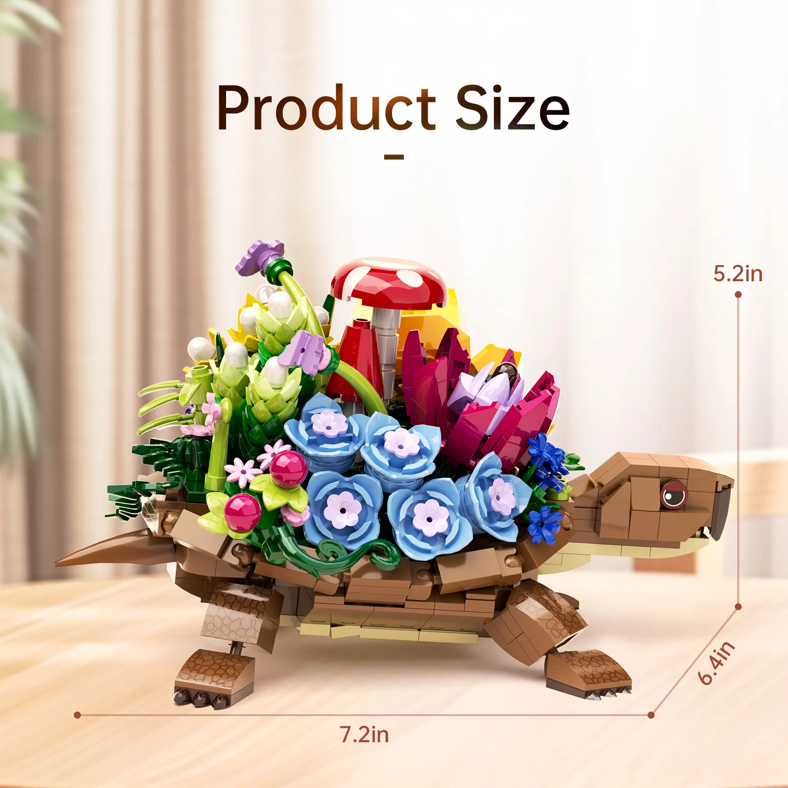 Turtlesed Plantered Flowered Potsed Building Blocks Set Animal Turtle Flower Planter Brick Building Toy for Children Gifts