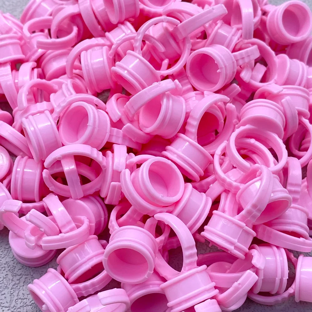 Zanse 100Pcs Eyelash Extension Glue Ring Cup Tattoo Pigment Holder Delay Cups Eyelash Extension Supplies Glue Ring Cup