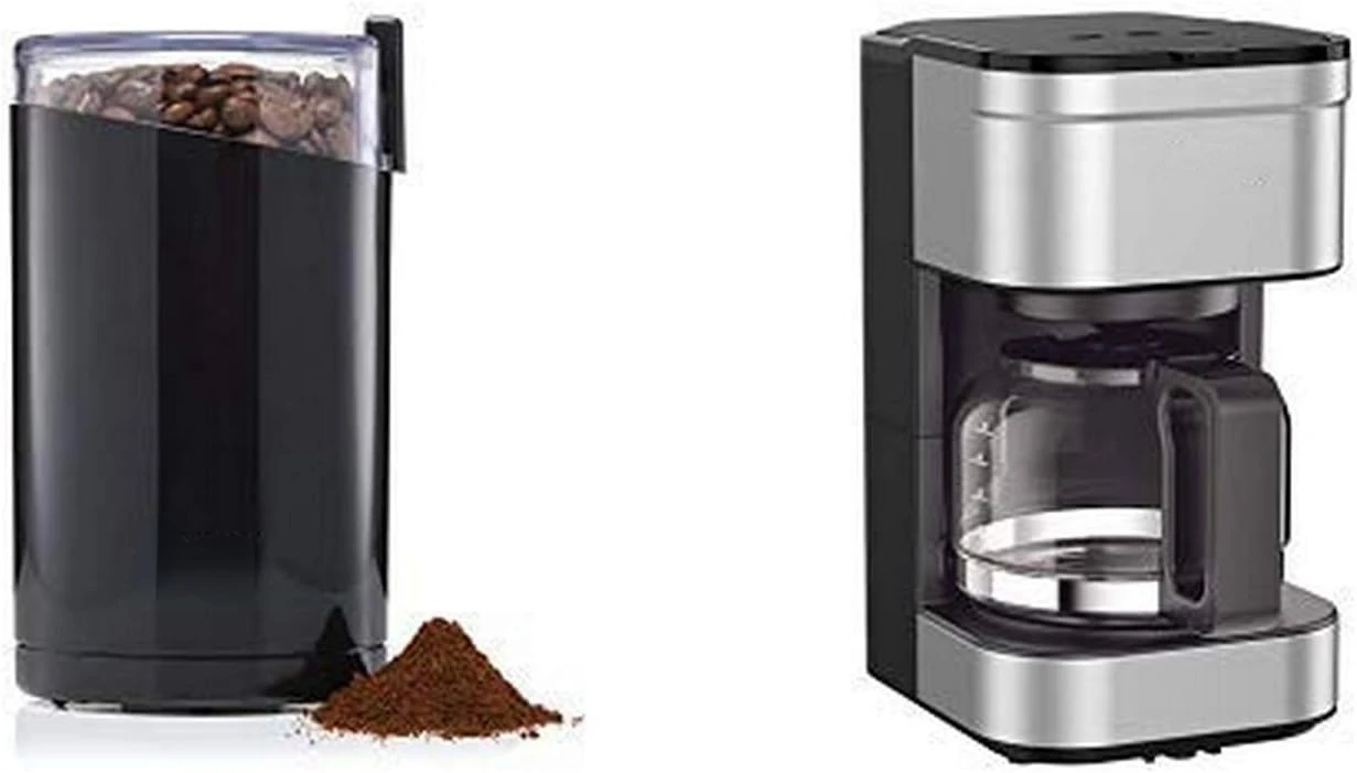 

203 Electric Spice and Coffee Grinder with Stainless Steel Blades AND KM202850 Simply Brew Compact Filter Drip Coffee Maker Fala