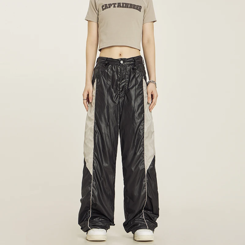 American Retro Wide Leg Track and Field Pants for Men and Women's Hip