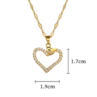 Trendy Heart Stainless Steel Zirconia Necklaces For Women Girls Love Gold Color Metal Necklace Party Birthday Daily Jewelry 6