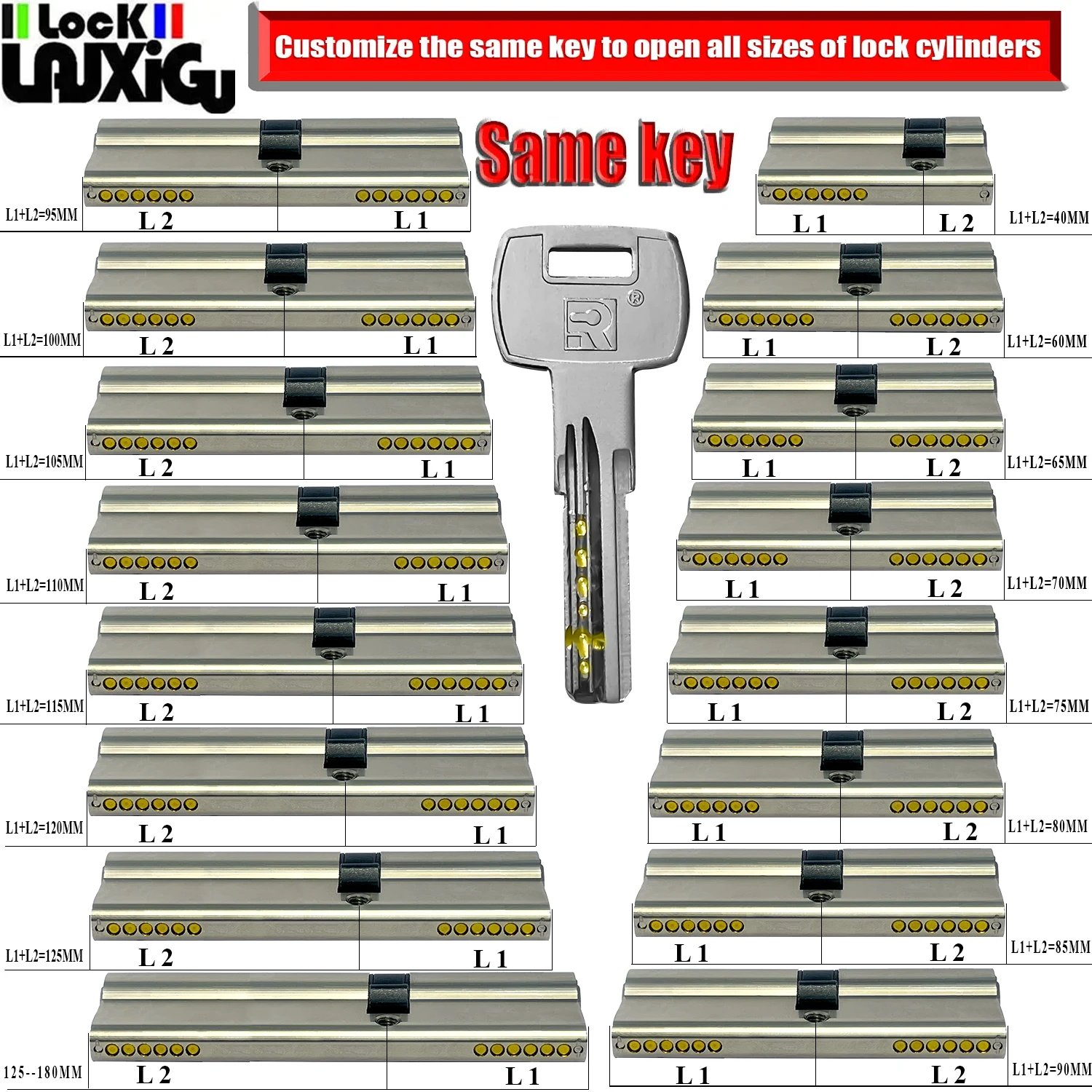 European Standard Cylinder Door Lock with Same Key for Entry and Gate
