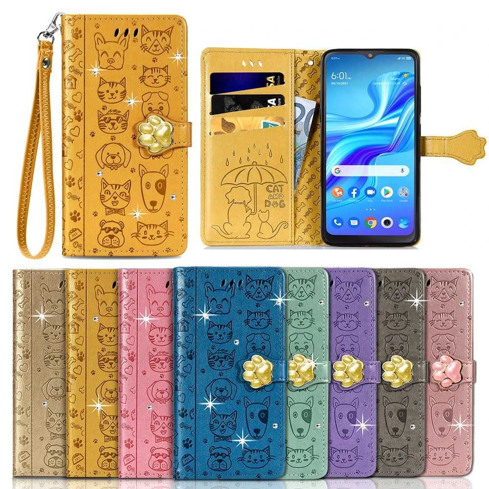 Per Lg Style3 L-41A Custodia Per Telefono Custodia A Portafoglio In Pelle Per Cani Animali Pictorial Per Lg Velvet 2 Pro 5G Custodia Flip Cover