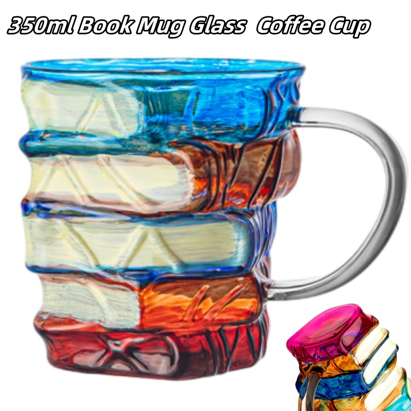 Vintage Book Mug 350ml Lead-Free Glass Reading/Study Coffee Cup for Readers Writers Elegant Home Decor & Gift Idea