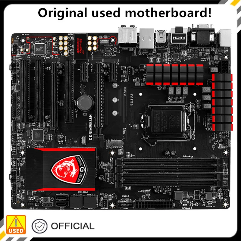 Per H97 Gaming 3 Scheda Madre Desktop H97 Lga 1150 Per Core I7 I5 I3 Ddr3 Sata3 Usb3.0 Scheda Madre Usata Originale